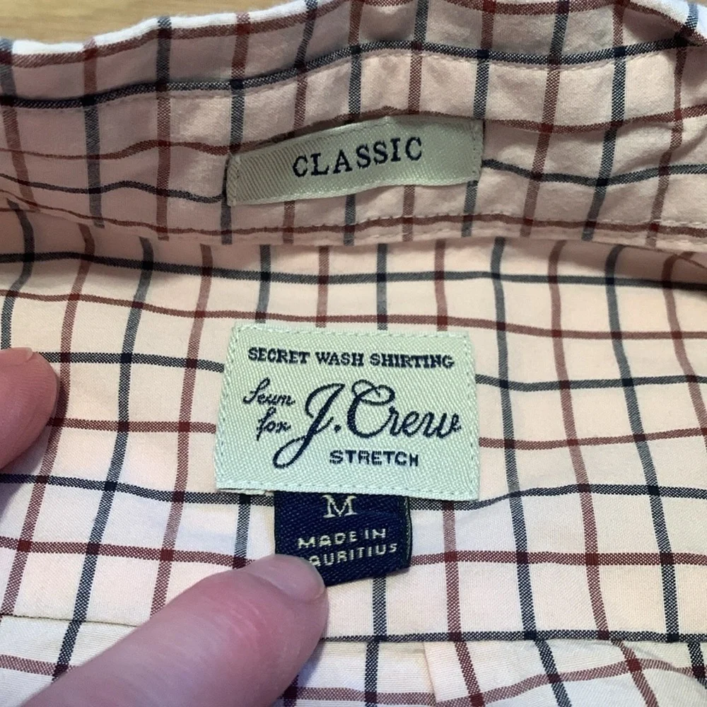 J Crew Classic Secret Wash Button Down Collared Checkered Shirt Men’s M